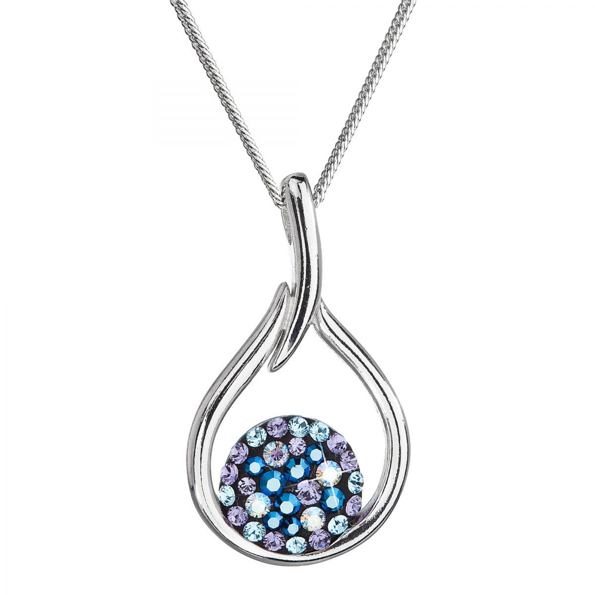 Stříbrný náhrdelník se Swarovski krystaly kapka 32075.3 blue style, ryzost 925/1000